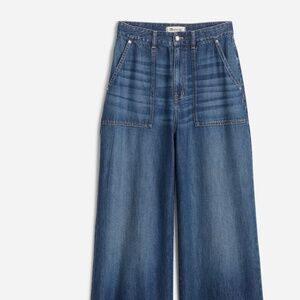 Madewell Curvy Superwide-Leg Utility Jeans in Lindewood Wash Size 29, Airy Denim
